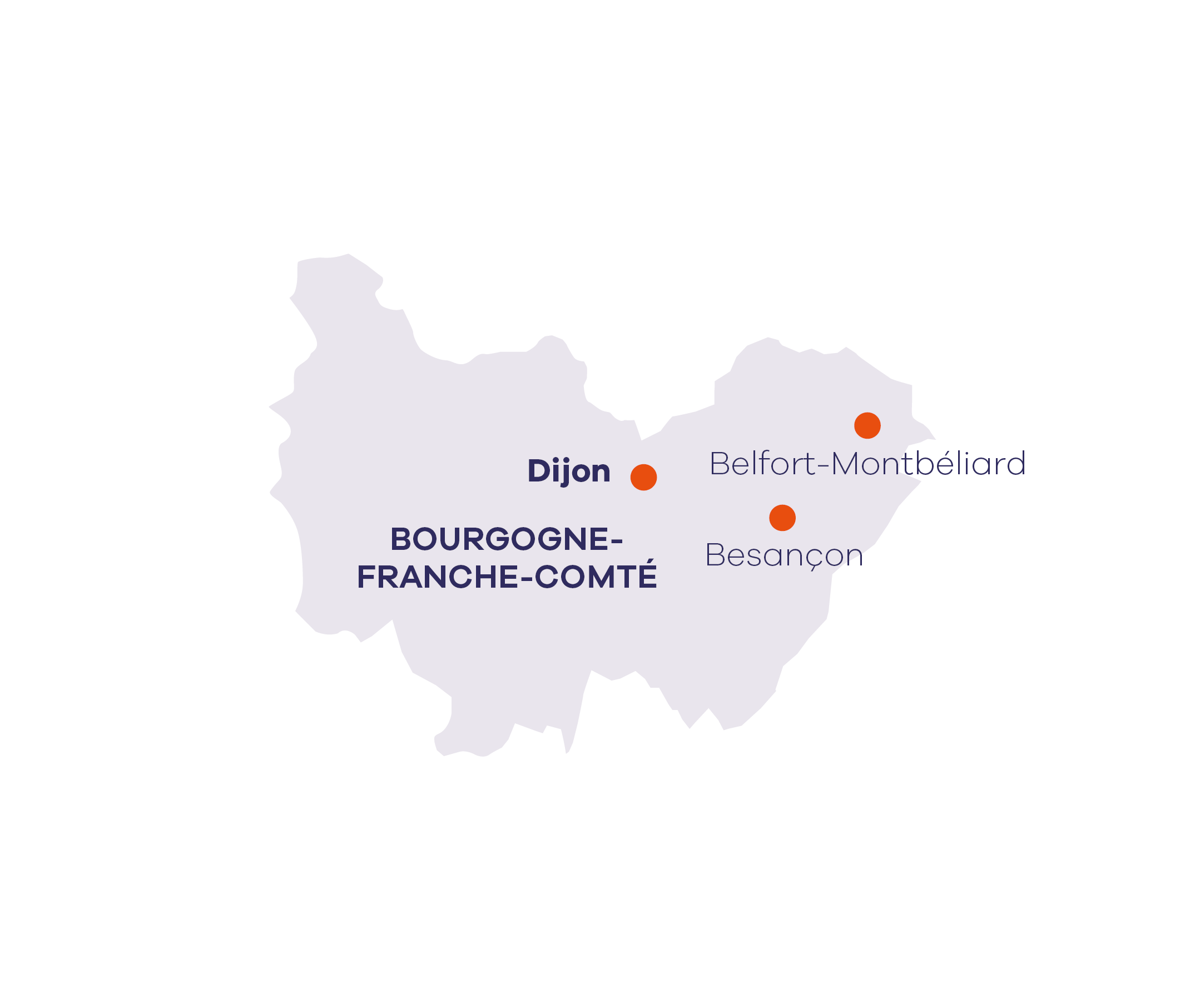 Carte des centres Apec en Bourgogne-Franche-Comté