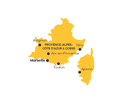Carte des centres Apec en PACA et Corse
