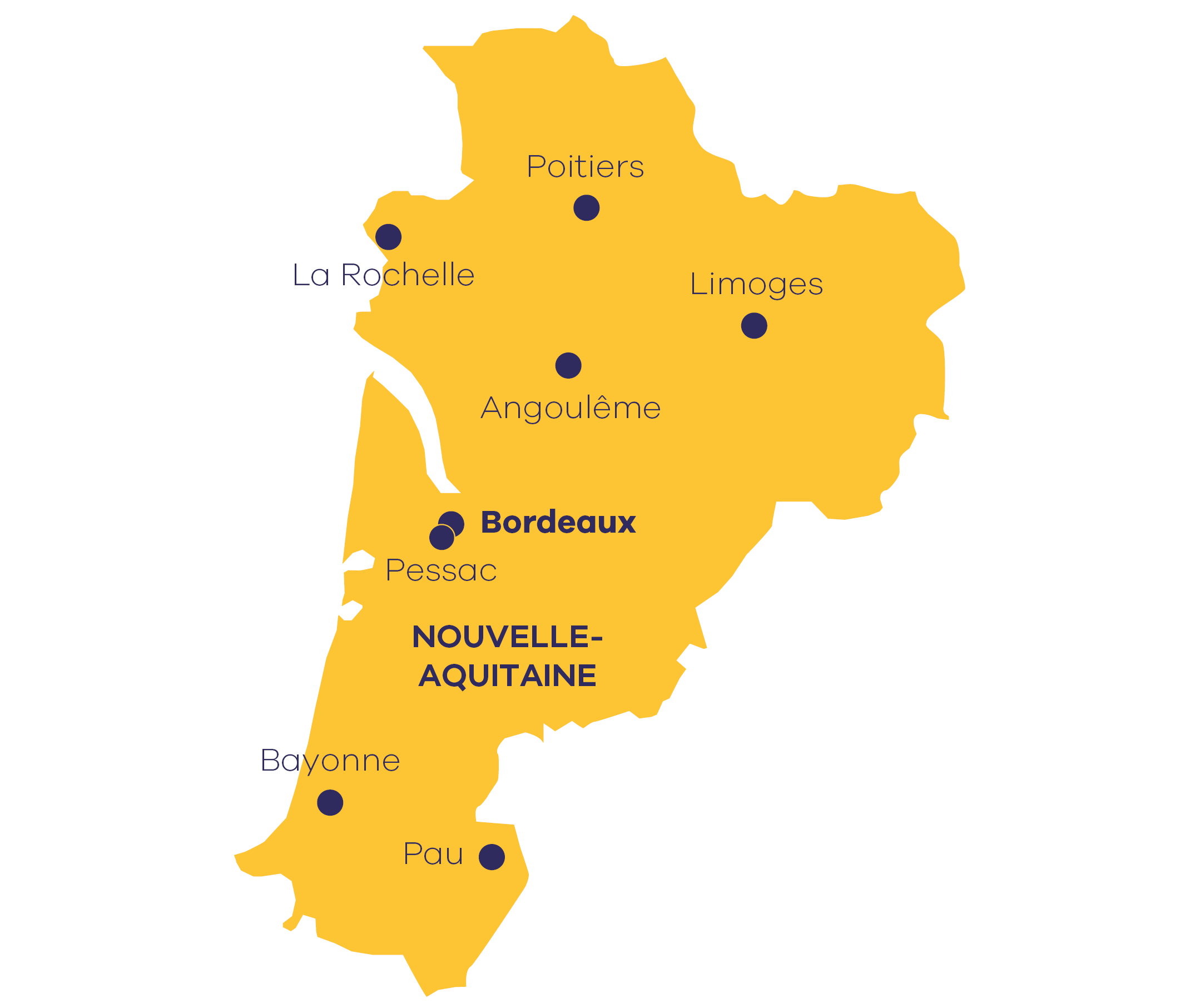 Carte centres Apec Nouvelle-Aquitaine