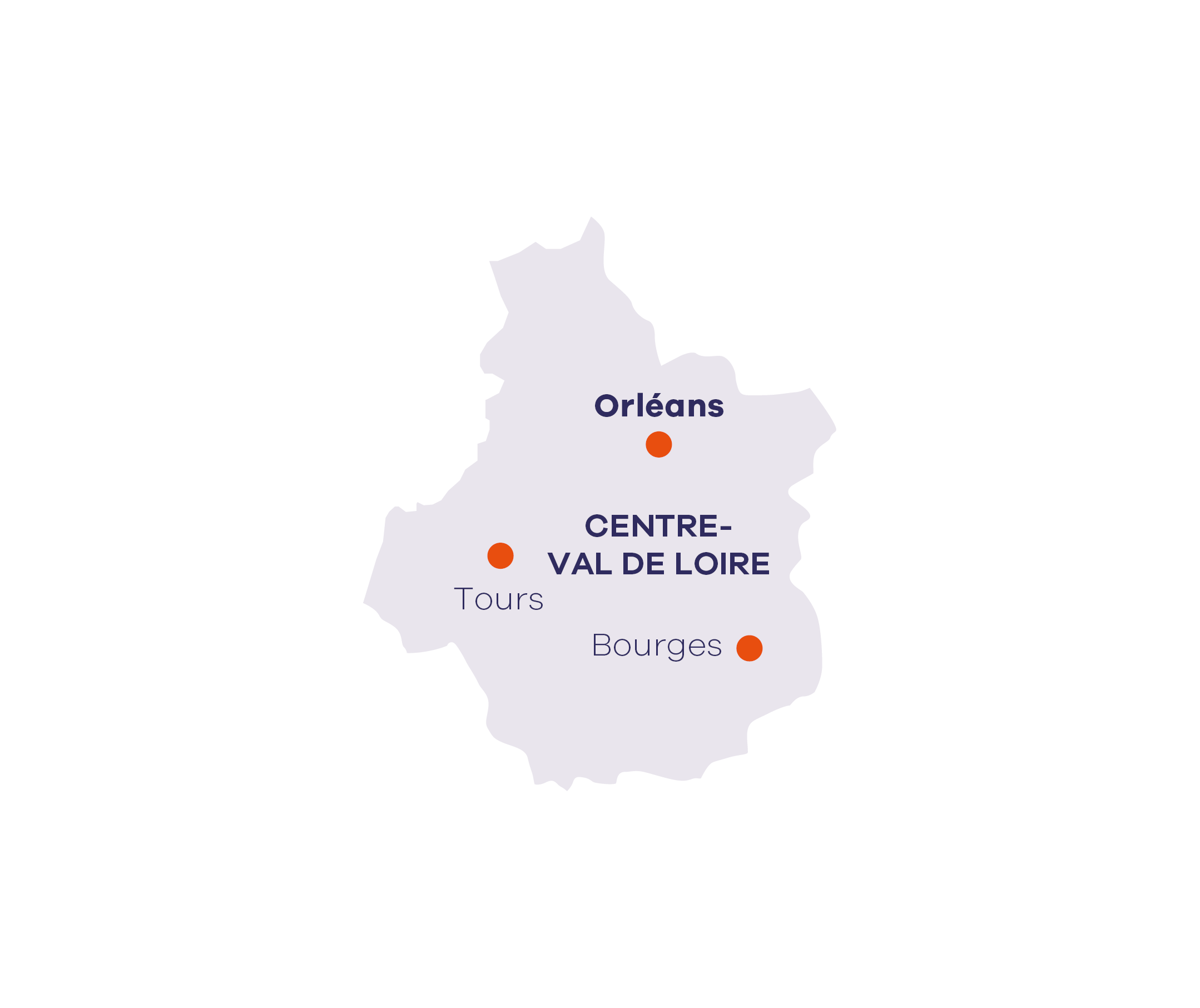 Carte des centres Apec en Centre-Val de Loire