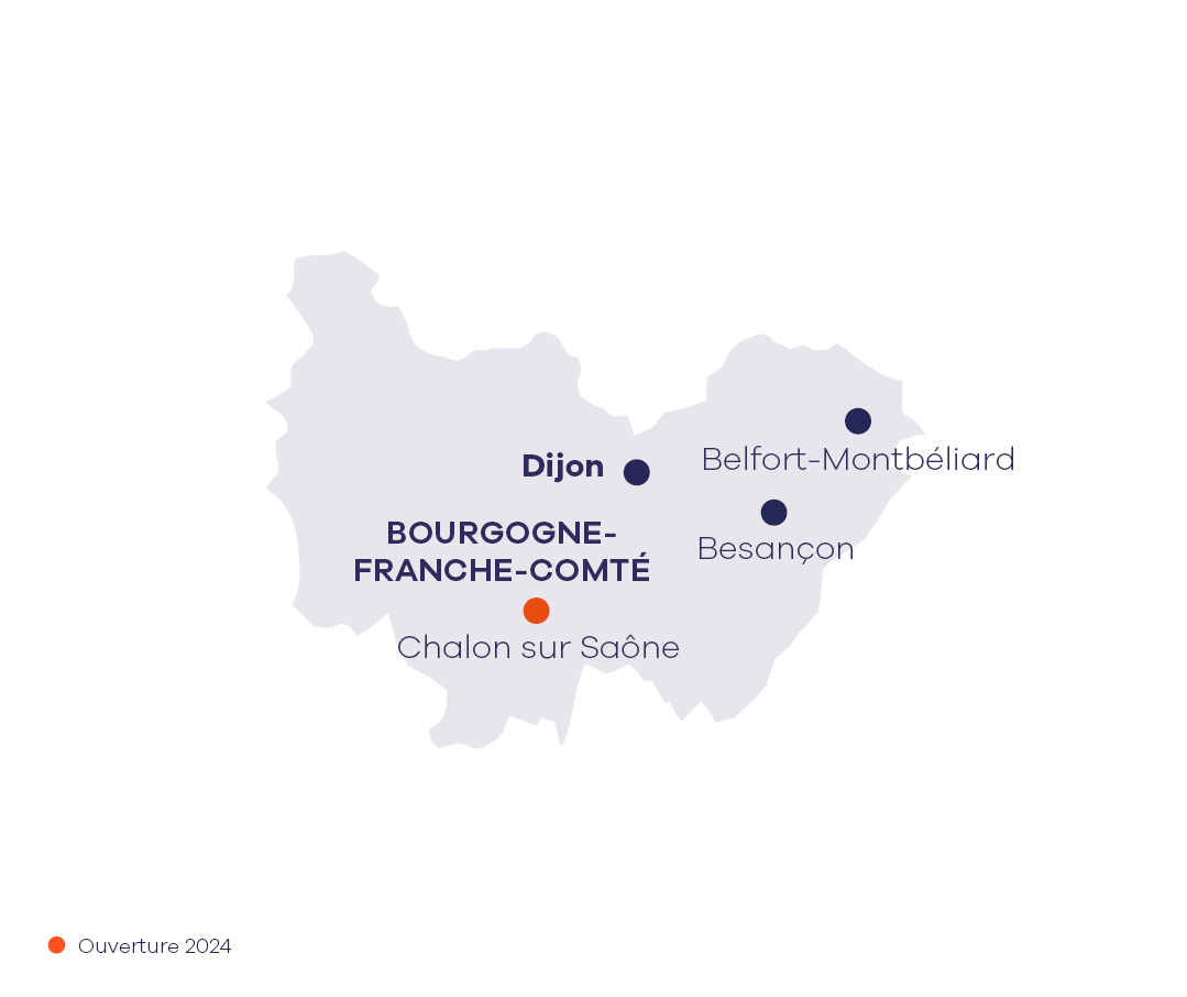 Carte des centres Apec - BFC